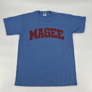 Vintage Russell Athletic Magee T Shirt Mens Size M Blue Made In USA College 80s
